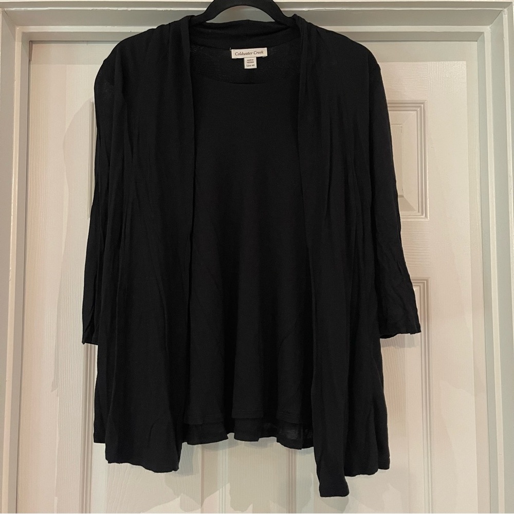 Coldwater creek black cardigan built in shell combo soft  Size Large (14-16)